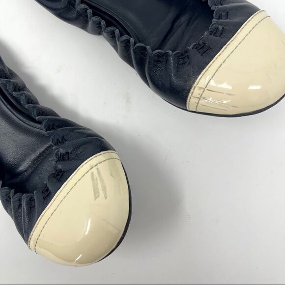 Tory Burch Black Leather Cap Toe Stretch Ballet Flats size 6 - Picture 3 of 9